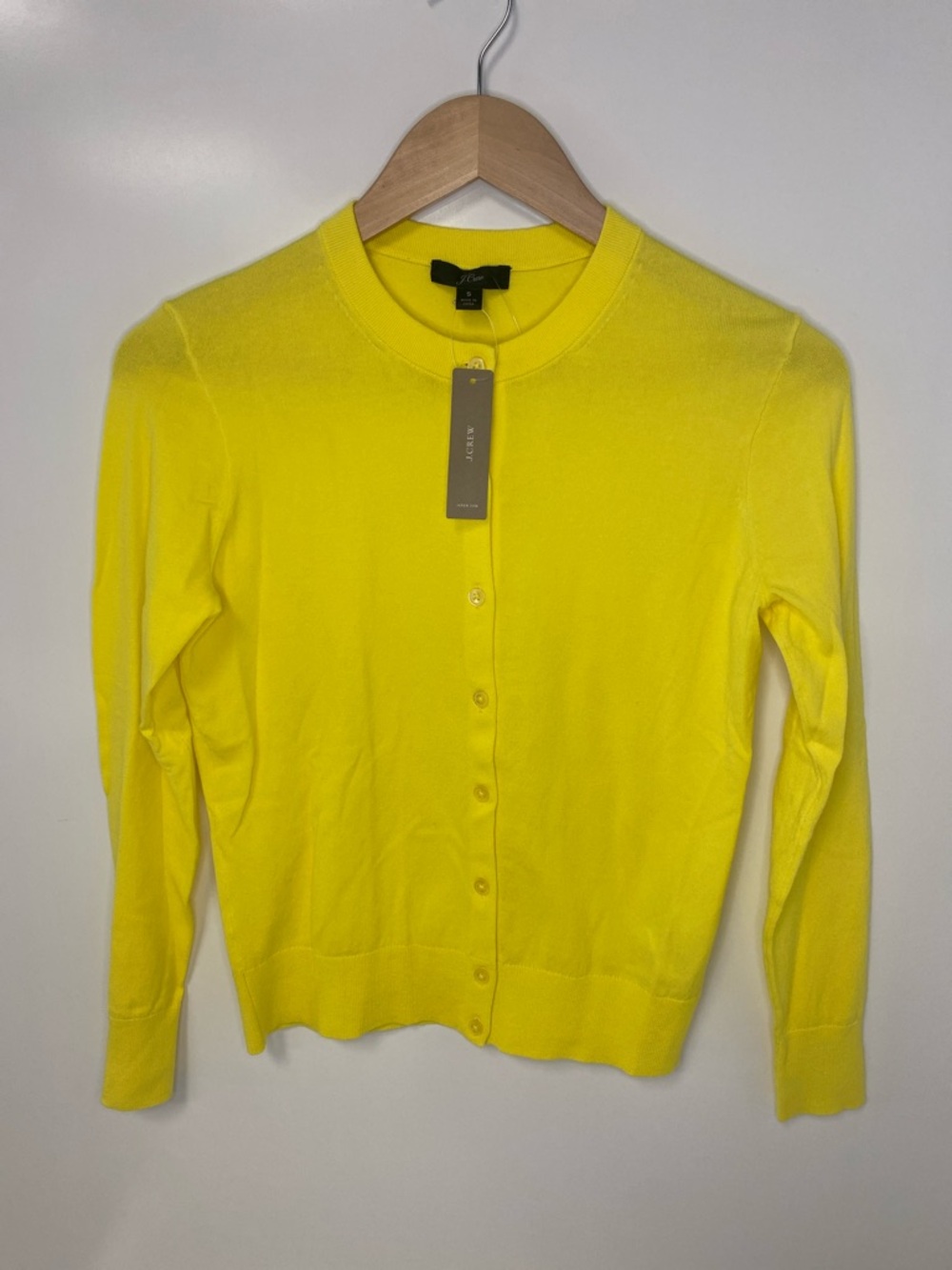 J. Crew Women's Yellow Button-Front Crewneck Cardigan